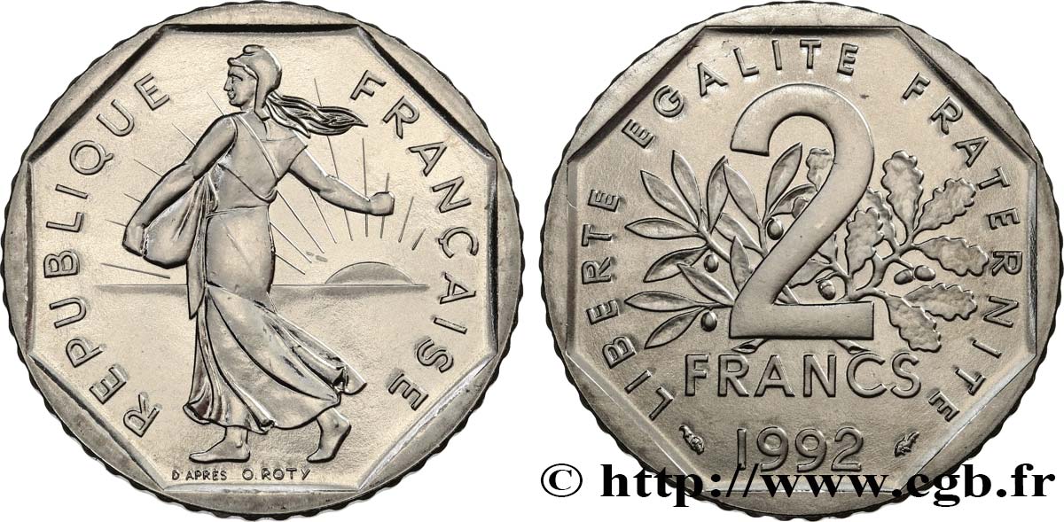 2 francs Semeuse, nickel, BU (Brillant Universel)  frappe médaille 1992 Pessac F.272/18 ST 