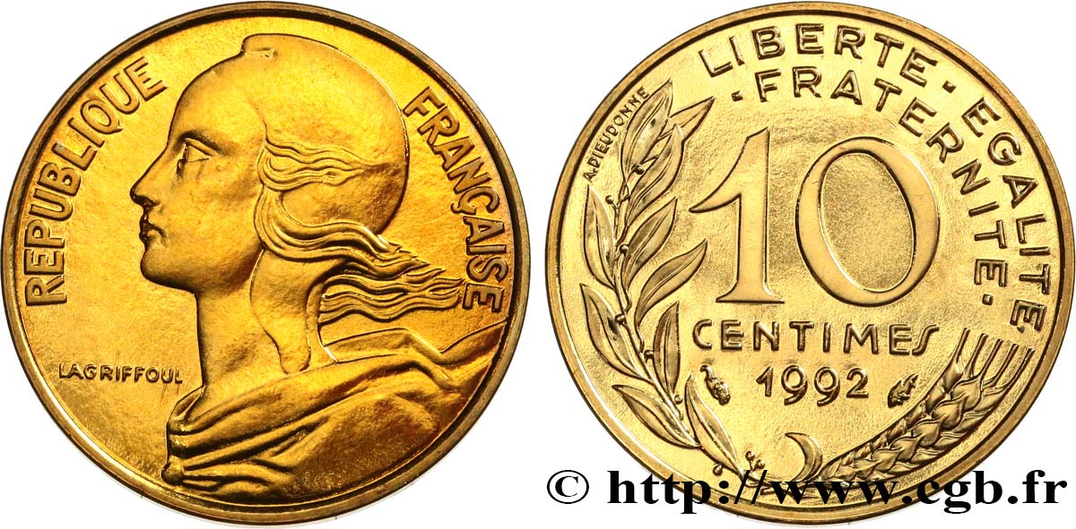 10 centimes Marianne, BU (Brillant Universel), frappe médaille 1992 Pessac F.144/34 MS 
