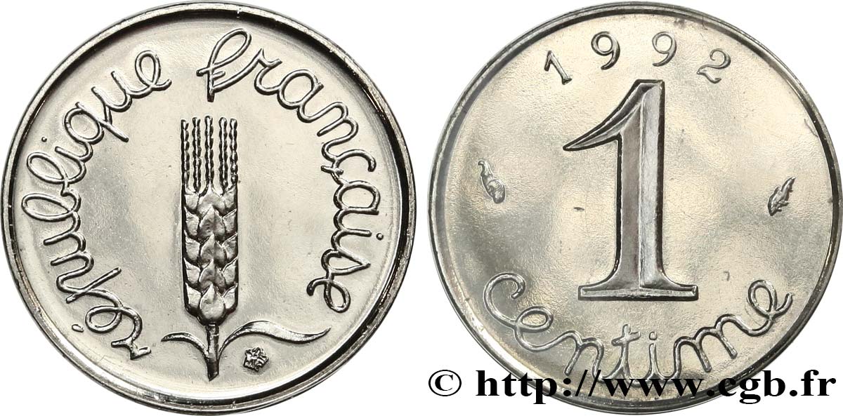 1 centime Épi, BU (Brillant Universel), frappe médaille 1992 Pessac F.106/51 FDC 