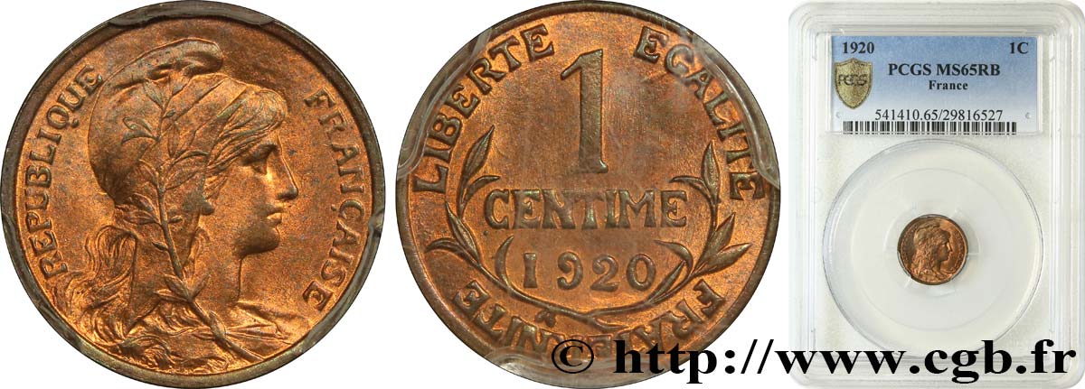 1 centime Daniel-Dupuis 1920  F.105/19 MS65 PCGS