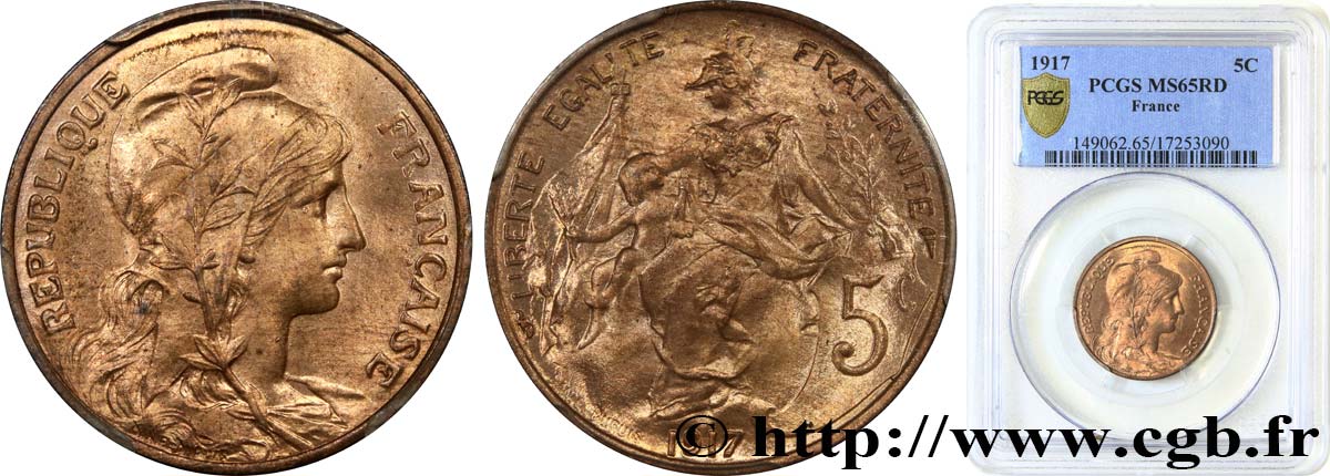 5 centimes Daniel-Dupuis 1917  F.119/30 MS65 PCGS