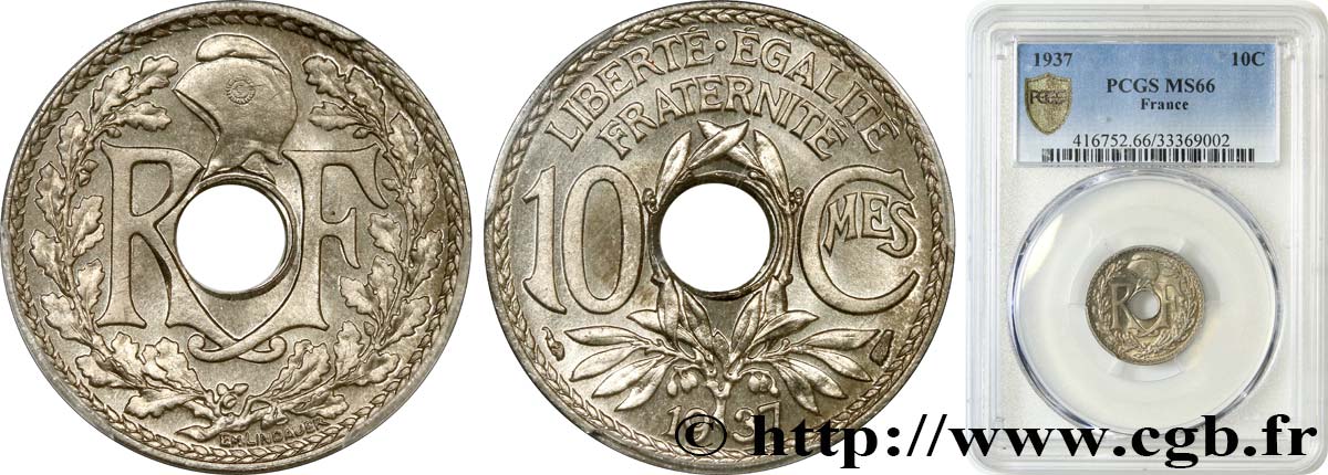 10 centimes Lindauer 1937  F.138/24 MS66 PCGS