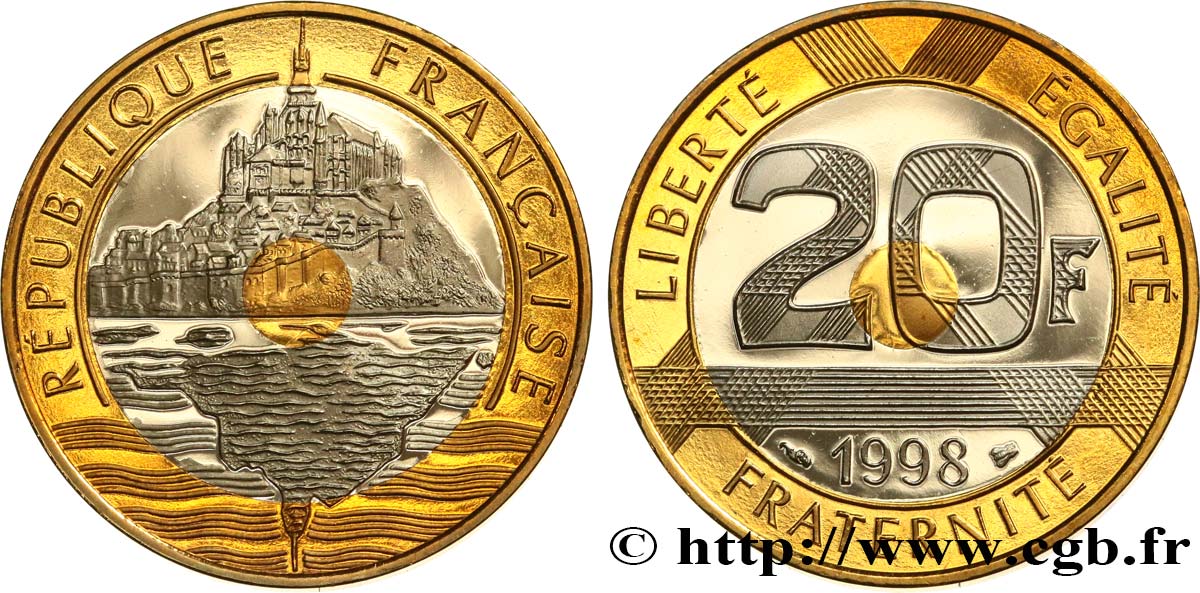 20 francs Mont Saint-Michel, BE (Belle Épreuve) 1998 Pessac F.403/14 var. ST 