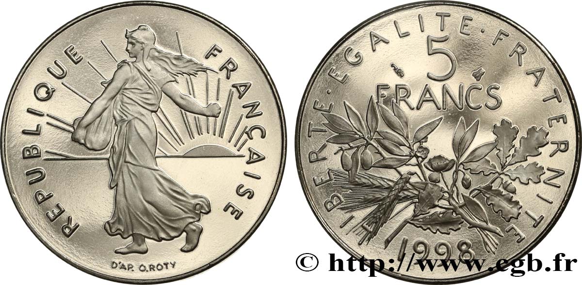 5 francs Semeuse, nickel, BE (Belle Épreuve) 1998 Pessac F.341/34 var. MS 