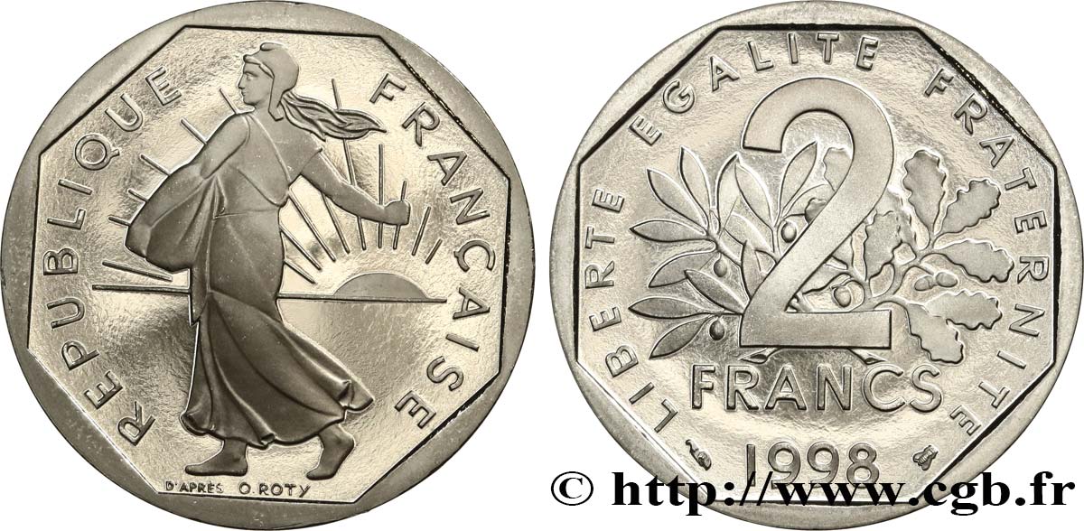 2 francs Semeuse, nickel, BE (Belle Épreuve) 1998 Pessac F.272/26 ST 