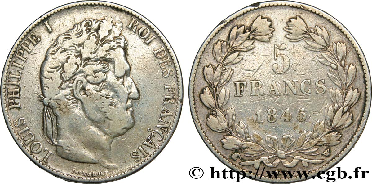 5 francs IIIe type Domard 1845 Lille F.325/9 S 