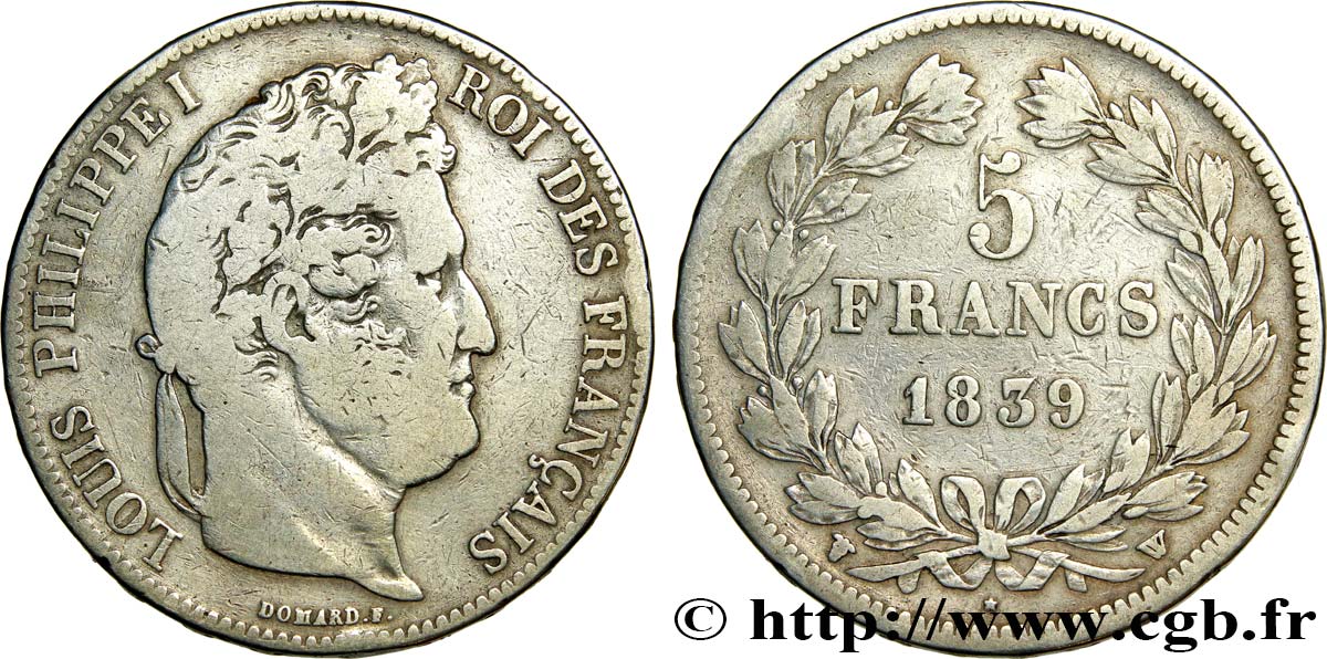 5 francs IIe type Domard 1839 Lille F.324/82 S 