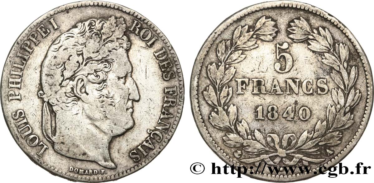 5 francs IIe type Domard 1840 Paris F.324/83 BC 