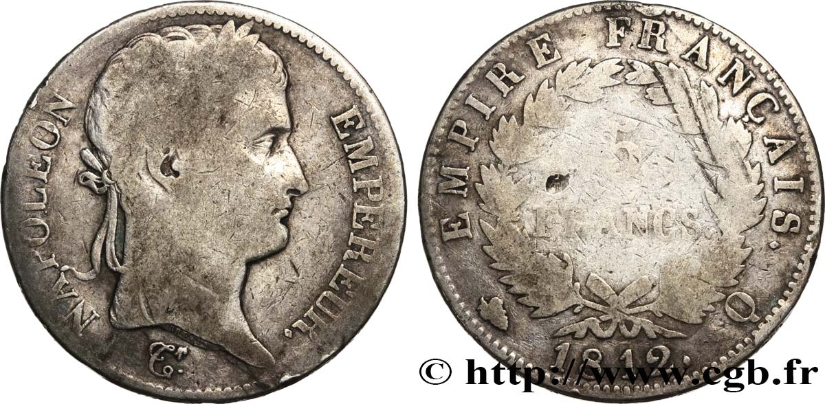5 francs Napoléon Empereur, Empire français 1812 Perpignan F.307/51 B 
