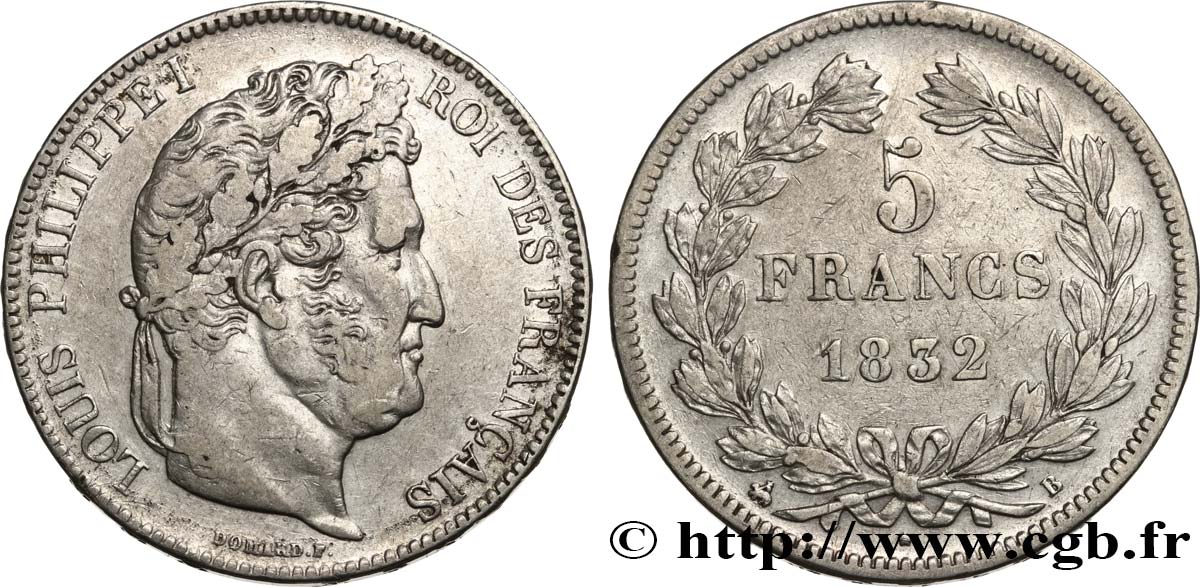 5 francs IIe type Domard 1832 Rouen F.324/2 fSS 