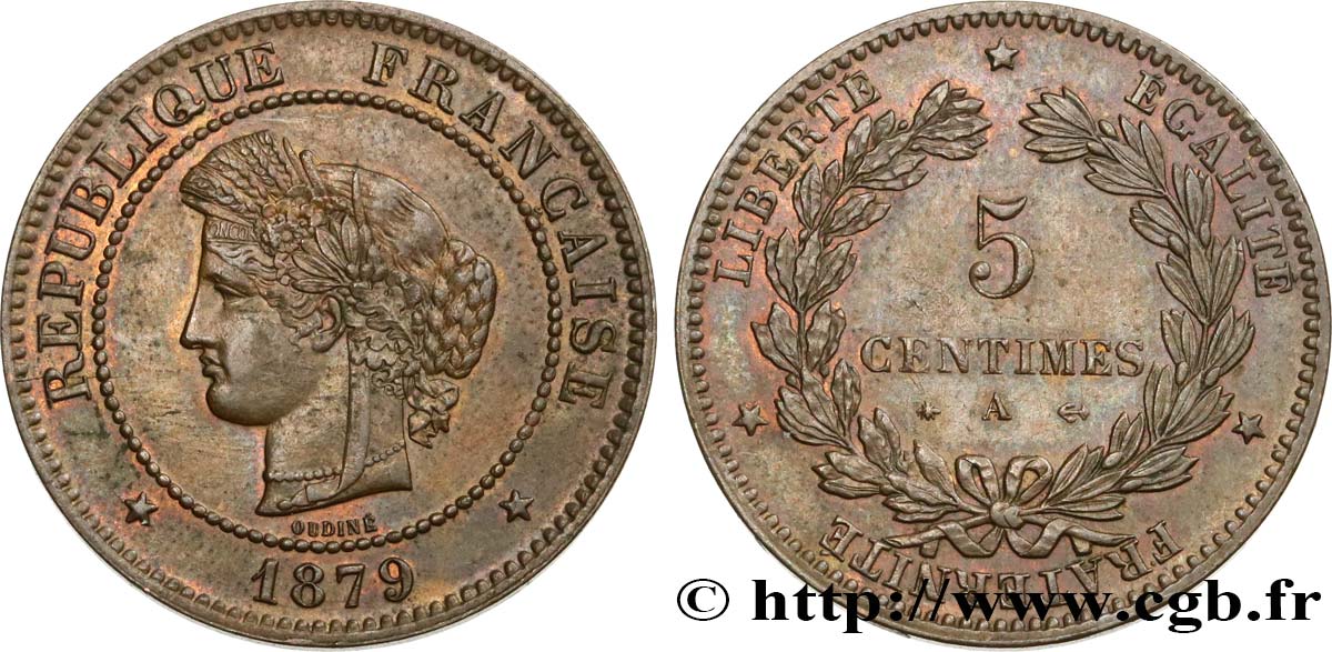 5 centimes Cérès 1879 Paris F.118/20 TTB50 