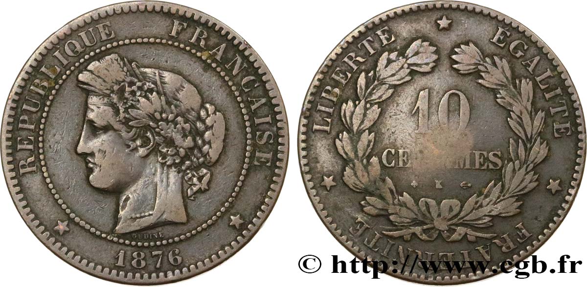 10 centimes Cérès 1876 Bordeaux F.135/17 MB15 