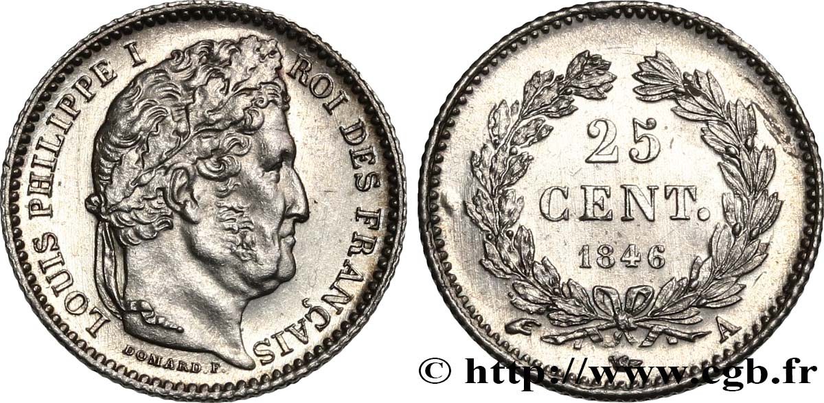 25 centimes Louis-Philippe 1846 Paris F.167/5 EBC 