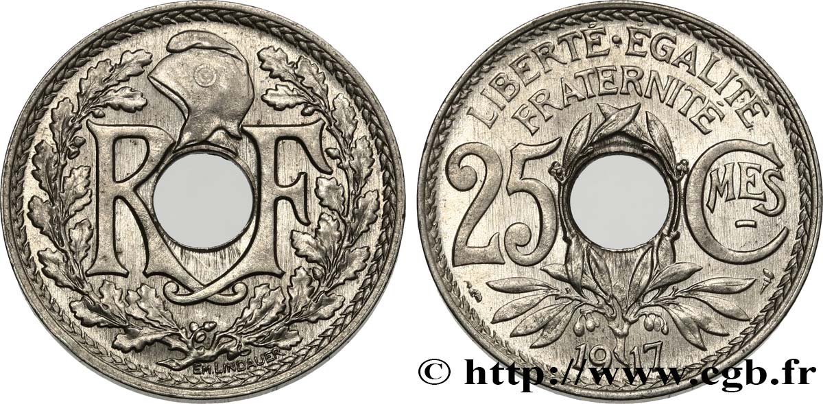 25 centimes Lindauer, Cmes souligné 1917  F.170/5 SPL 