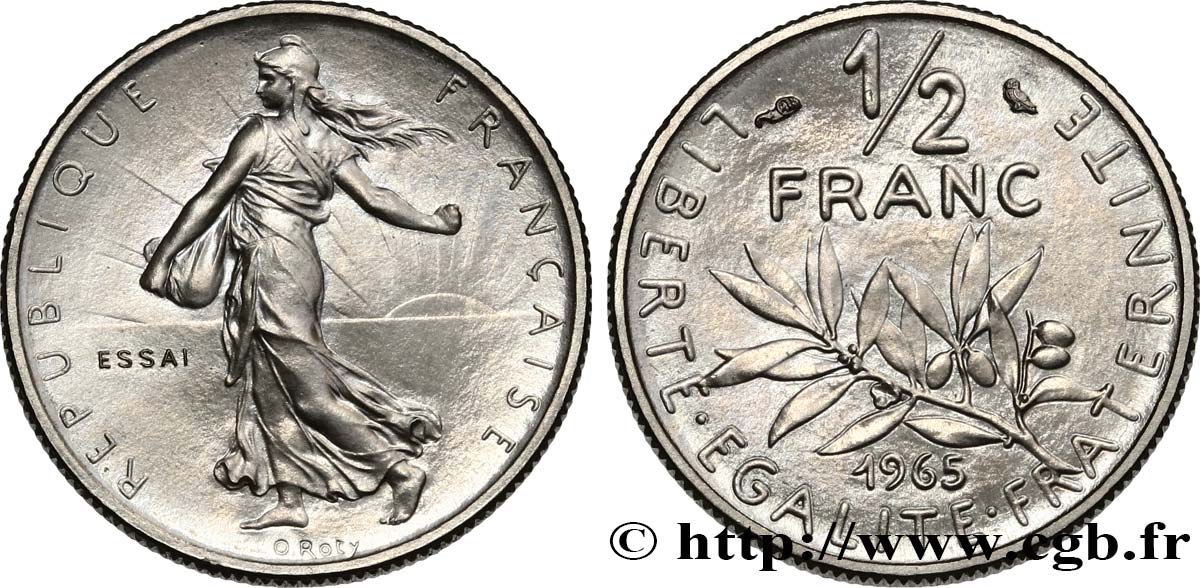 Essai du 1/2 franc Semeuse 1965 Paris F.198/2 SPL 