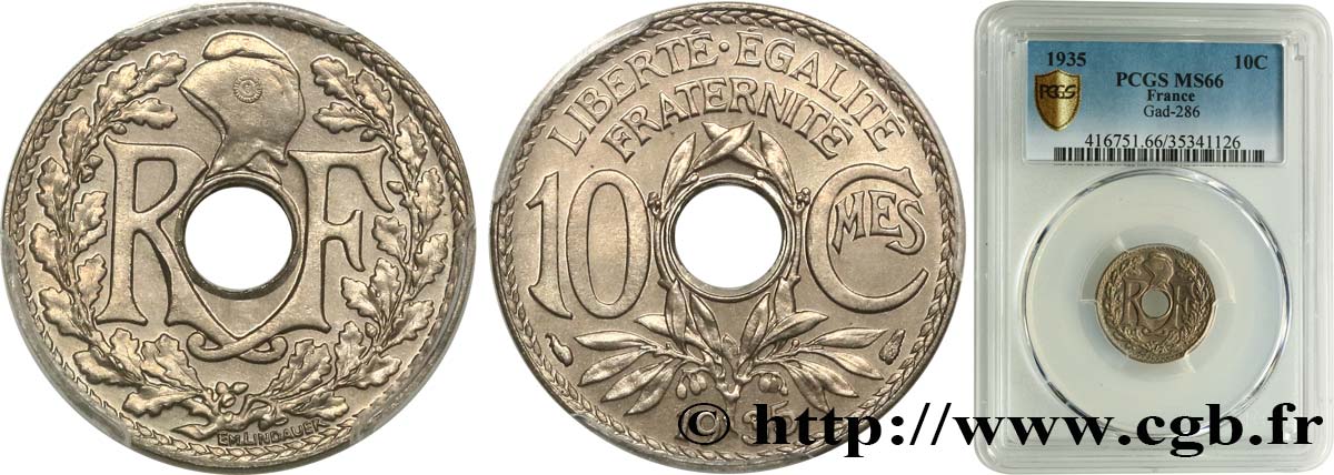 10 centimes Lindauer 1935  F.138/22 ST66 PCGS