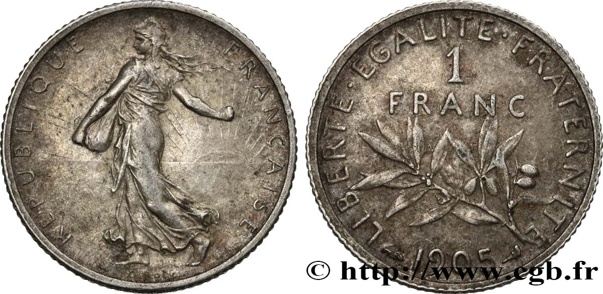 1 franc Semeuse 1905 Paris F.217/10 MBC48 
