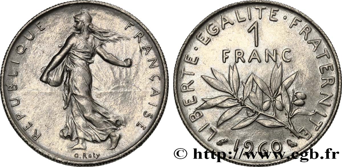 1 franc Semeuse, nickel 1960 Paris F.226/4 EBC62 