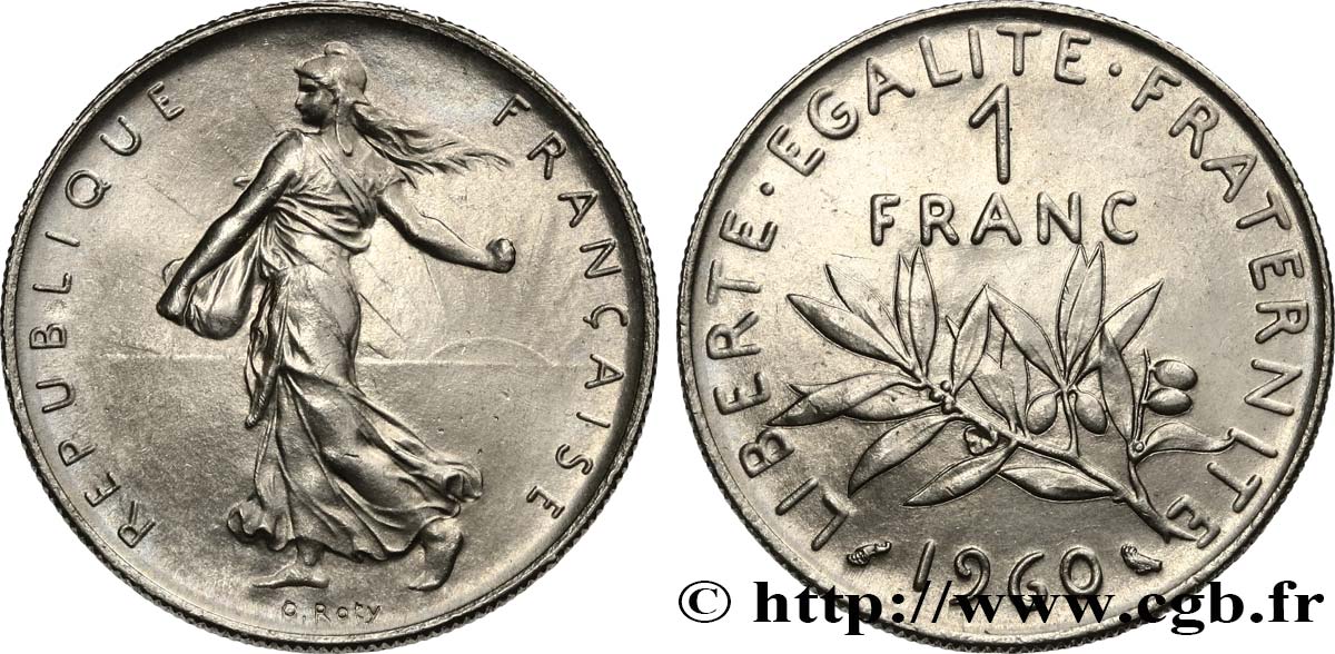 1 franc Semeuse, nickel 1960 Paris F.226/4 MS62 
