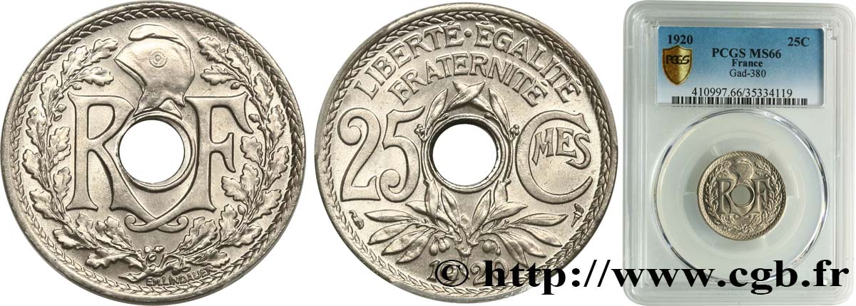 25 centimes Lindauer 1920  F.171/4 ST66 PCGS