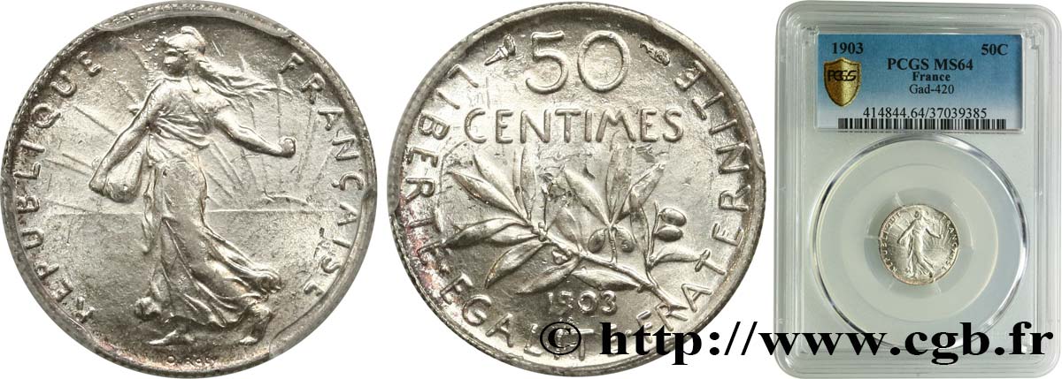 50 centimes Semeuse 1903  F.190/10 fST64 PCGS