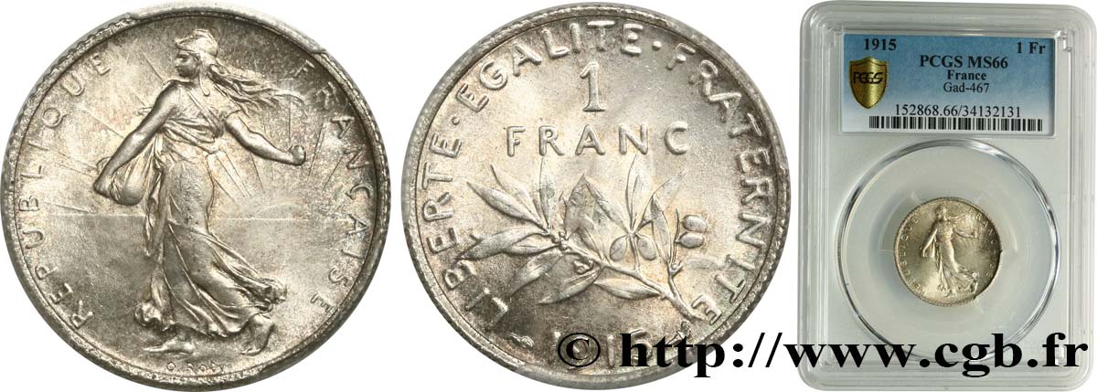1 franc Semeuse 1915 Paris F.217/21 FDC66 PCGS