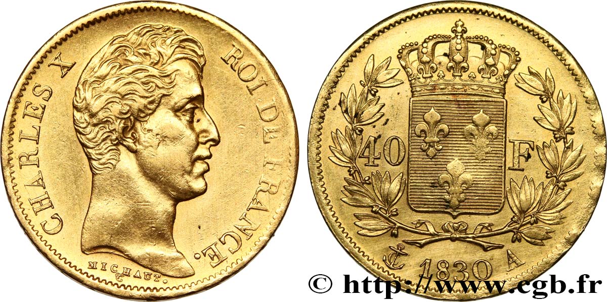 40 francs or Charles X, 2e type 1830 Paris F.544/5 TTB+ 