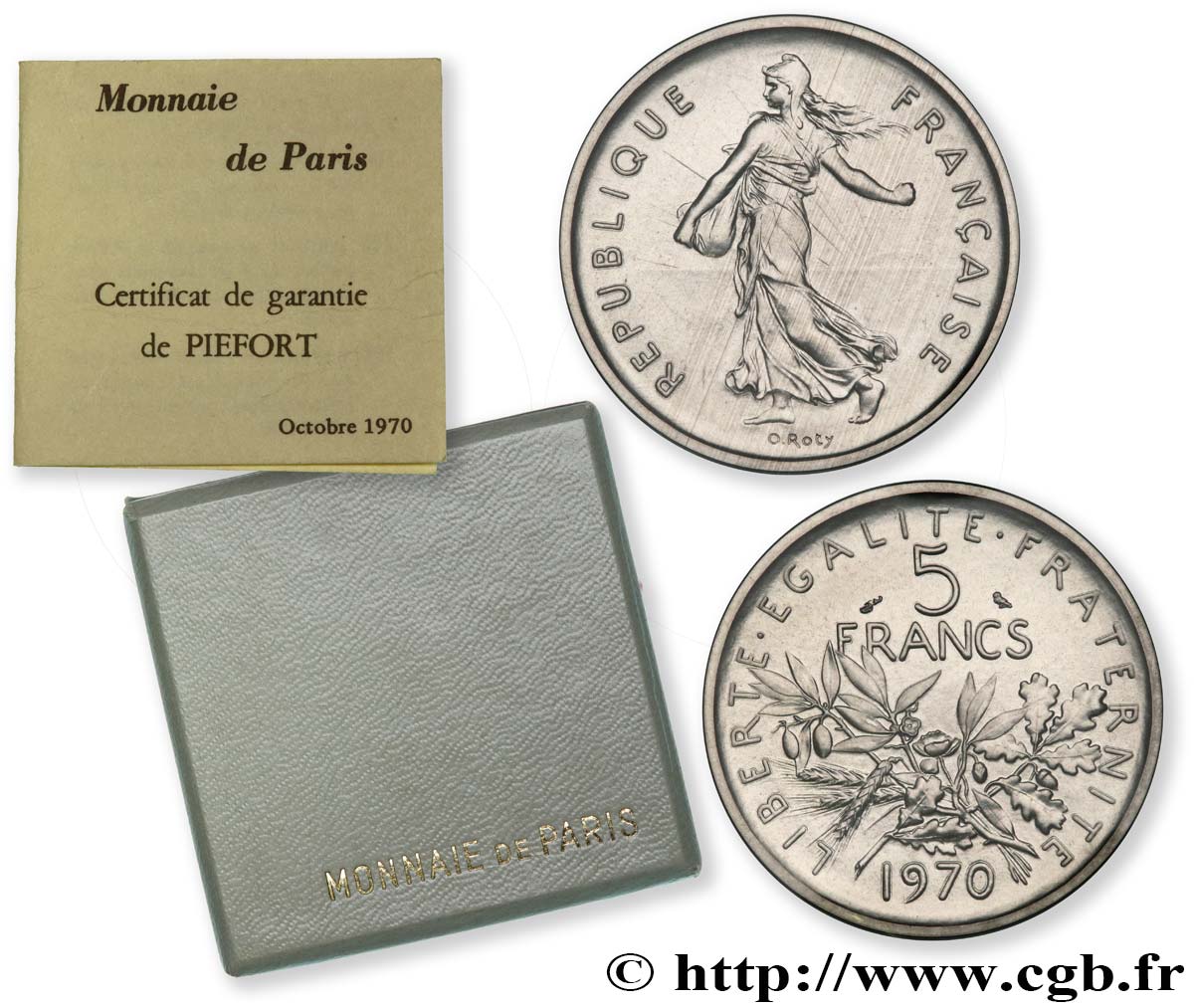 Piéfort Nickel de 5 francs Semeuse 1970 Paris F.341/2P MS 