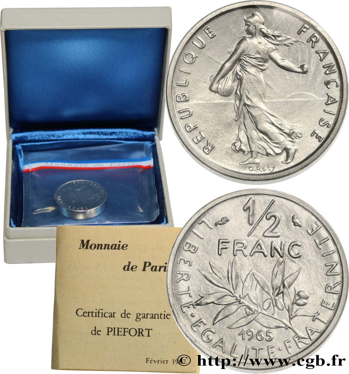 Piéfort nickel de 1/2 franc Semeuse 1965 Paris GEM.91 P1 FDC 