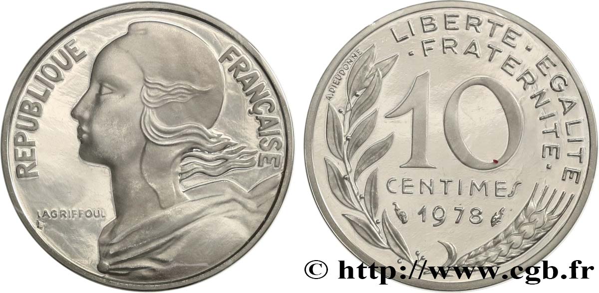 Piéfort argent de 10 centimes Marianne 1978 Pessac F.144/18P FDC 