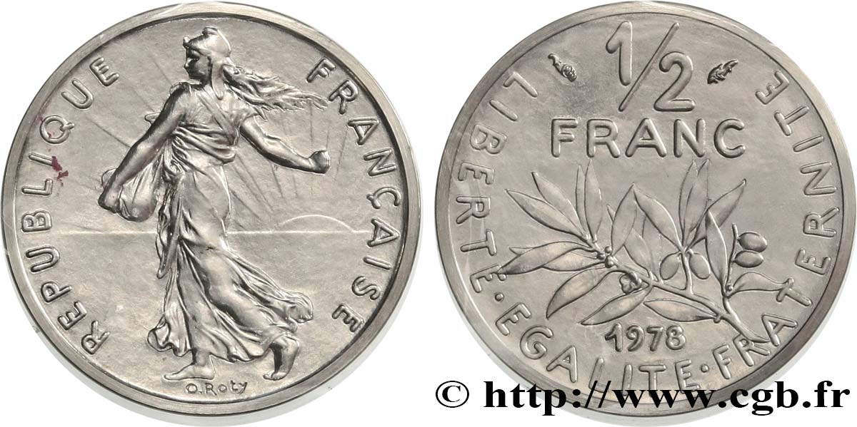 Piéfort argent de 1/2 franc Semeuse 1978 Pessac F.198/17P. ar FDC 