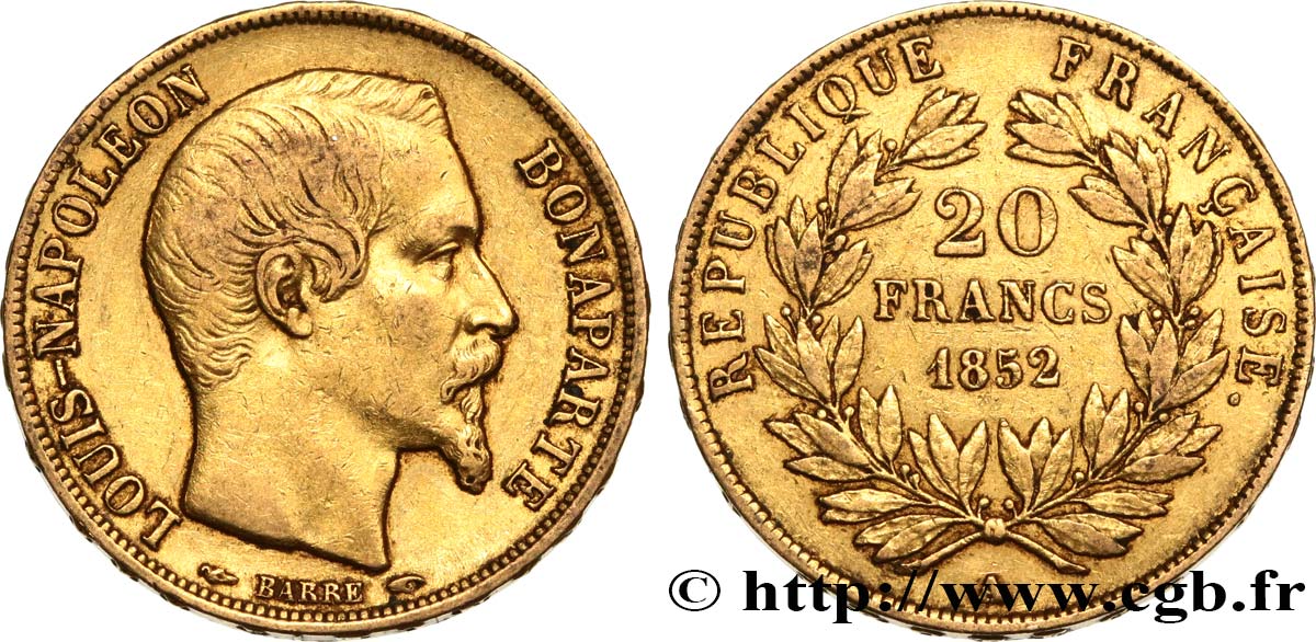 20 francs or Louis-Napoléon 1852 Paris F.530/1 TTB45 
