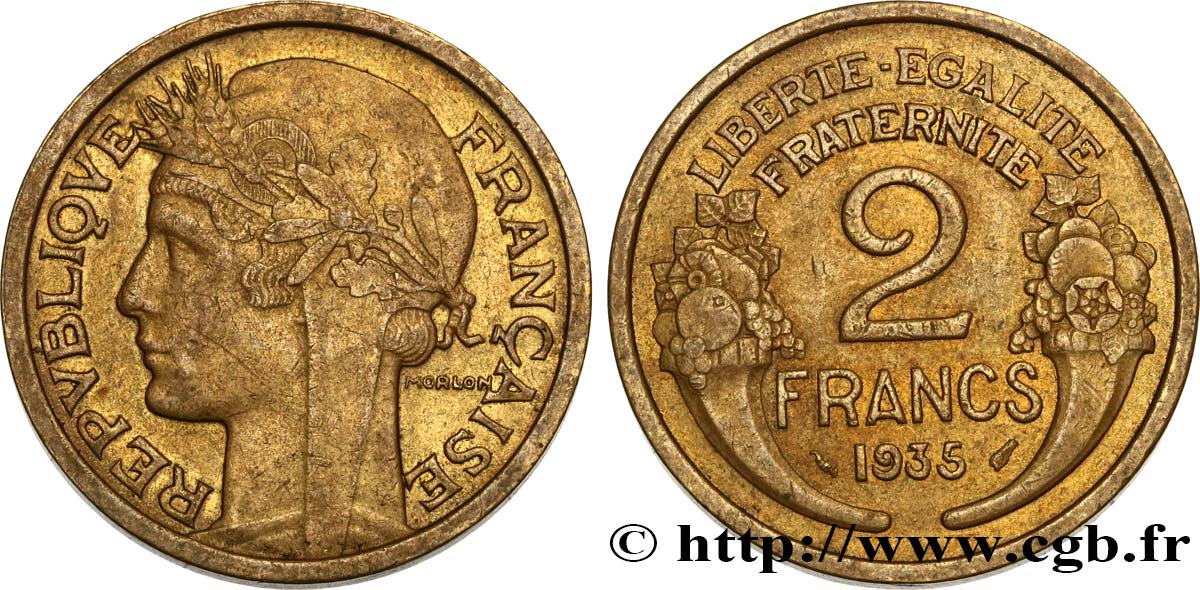 2 francs Morlon 1935  F.268/8 AU50 