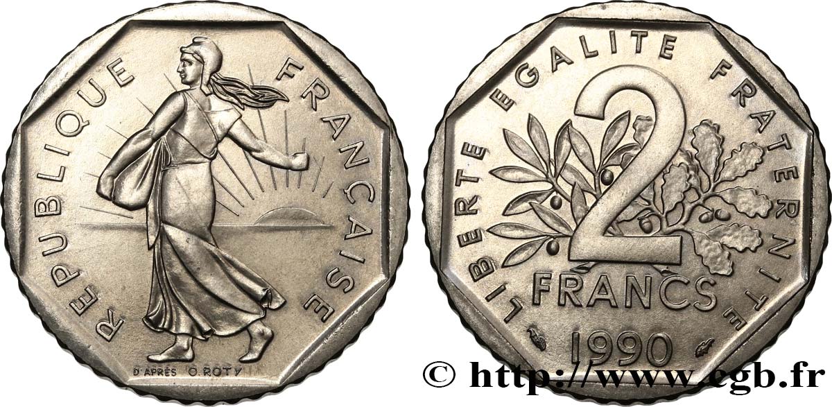 2 francs Semeuse, nickel 1990 Pessac F.272/14 SC 
