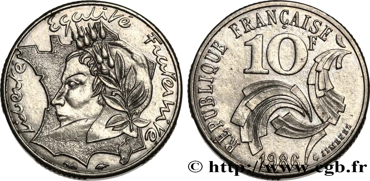 10 francs Jimenez 1986  F.373/3 AU52 