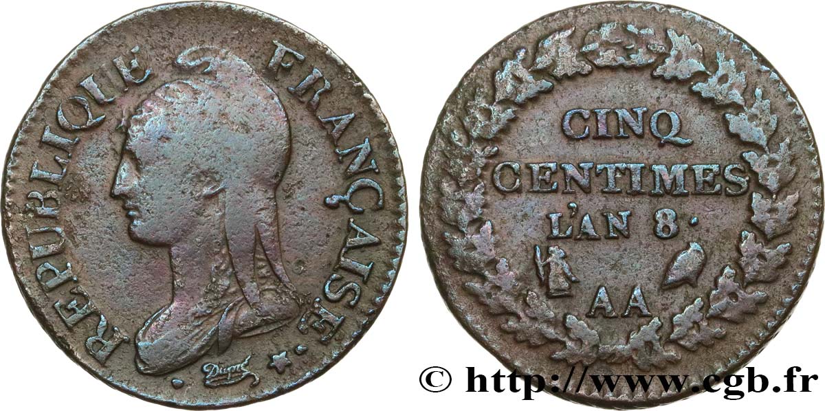 Cinq centimes Dupré, grand module 1800 Metz F.115/102 BC35 