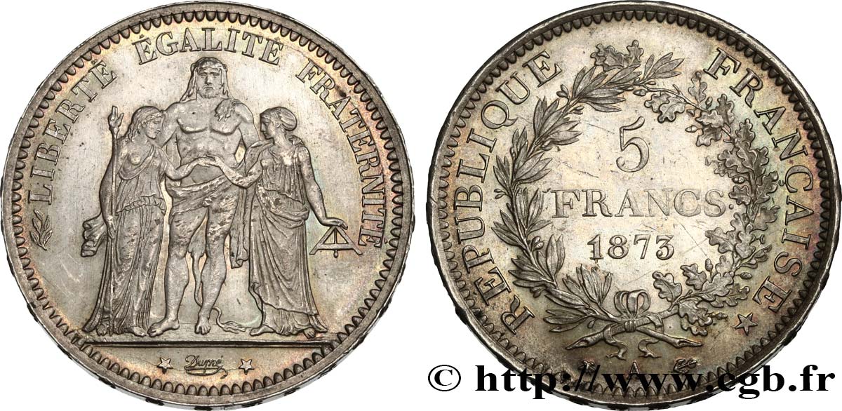 5 francs Hercule 1873 Paris F.334/9 SPL62 