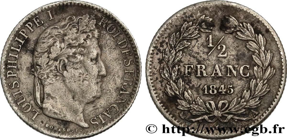 1/2 franc Louis-Philippe 1845 Paris F.182/108 MB30 