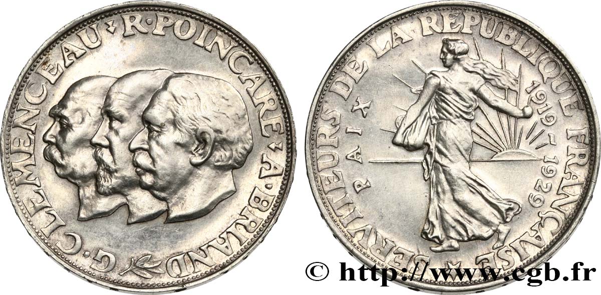 Module de 20 francs argent, 10e anniversaire de la Paix 1929 Paris GEM.254 1 VZ62 