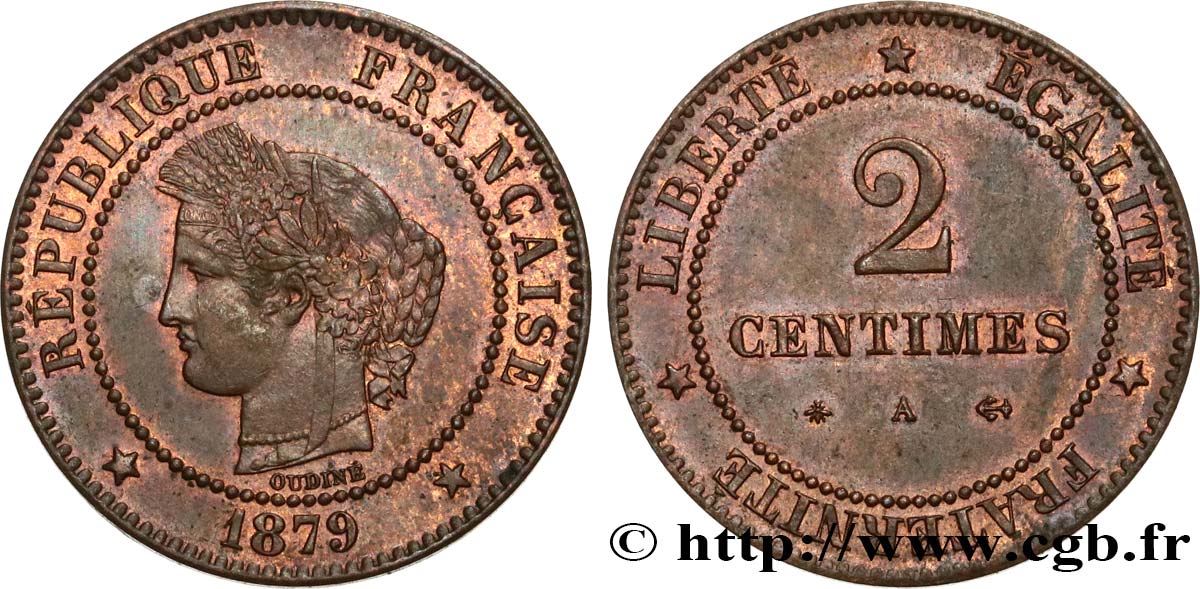 2 centimes Cérès 1879 Paris F.109/5 SPL55 