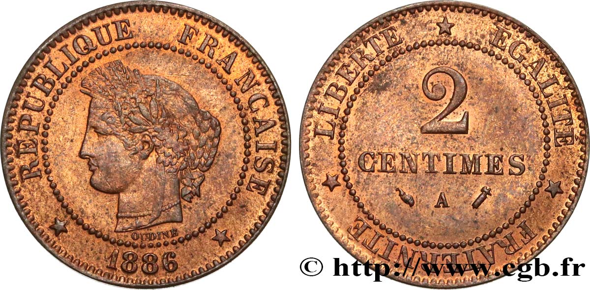 2 centimes Cérès 1886 Paris F.109/12 SUP60 