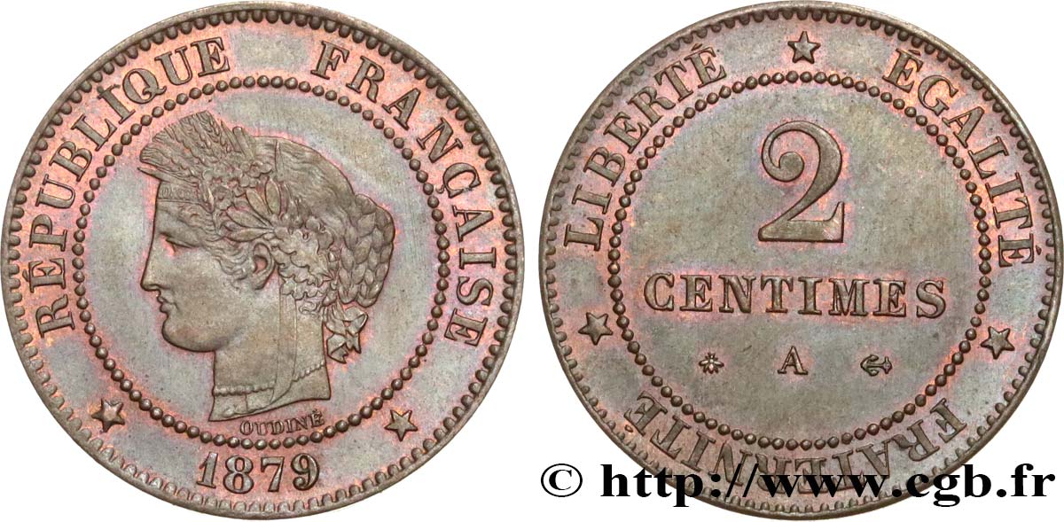 2 centimes Cérès 1879 Paris F.109/6 EBC 