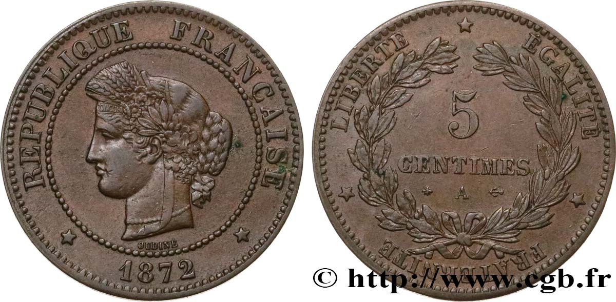 5 centimes Cérès, petit A 1872 Paris F.118/5 SS50 