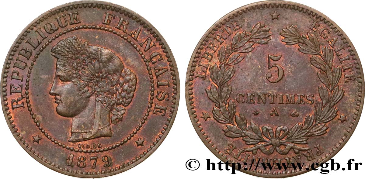 5 centimes Cérès 1879 Paris F.118/20 TTB54 