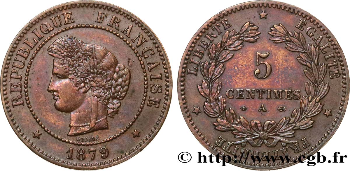 5 centimes Cérès 1879 Paris F.118/20 TB30 