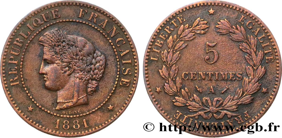 5 centimes Cérès 1881 Paris F.118/22 BC35 