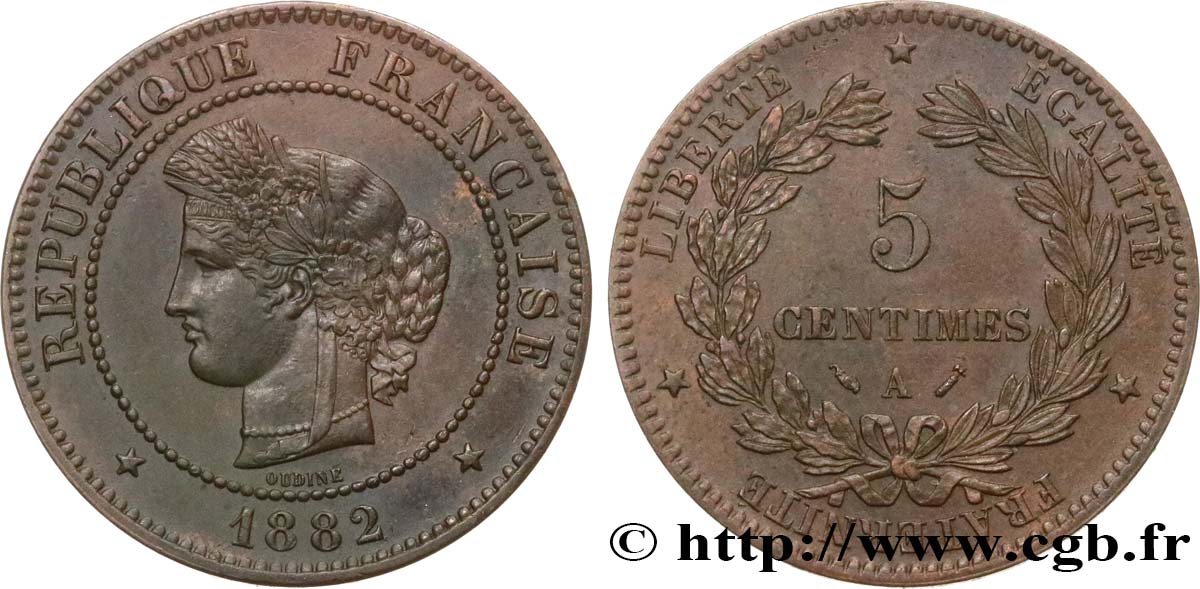 5 centimes Cérès 1882 Paris F.118/23 TTB 
