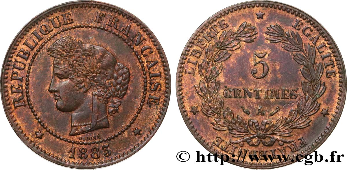 5 centimes Cérès 1883 Paris F.118/24 AU52 