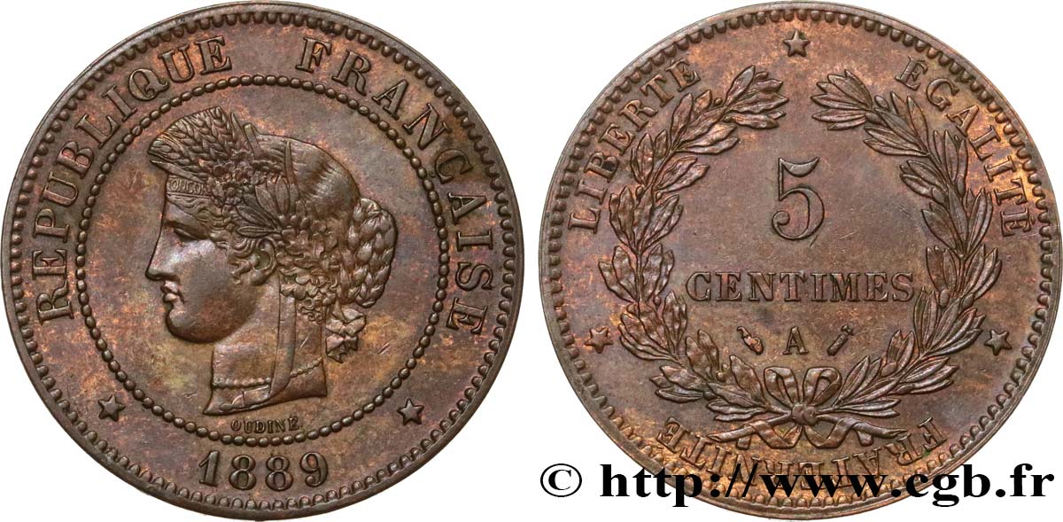 5 centimes Cérès 1889 Paris F.118/31 TTB52 