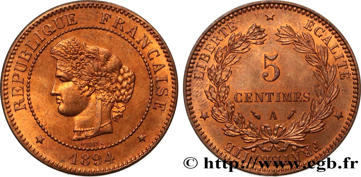 5 centimes Cérès 1894 Paris F.118/36 MS62 